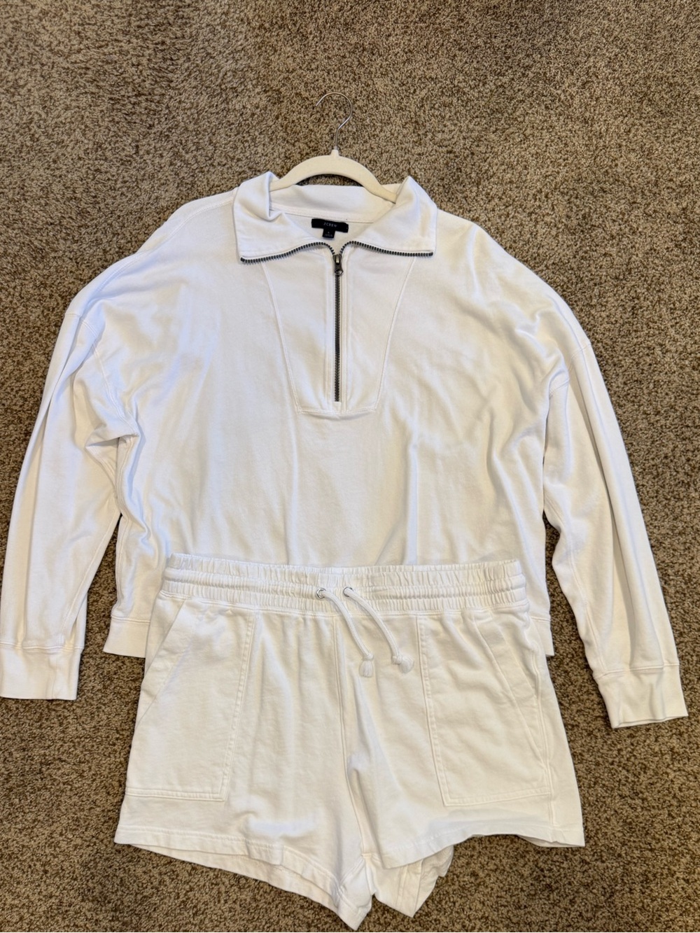 White J Crew Sweatshirt and Shorts Set 100% Cotton